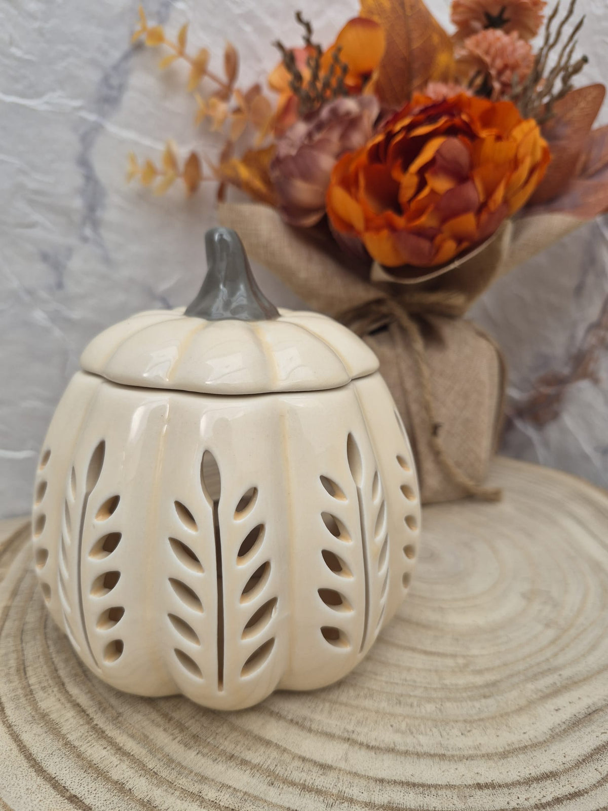 Quemador de cera y aceite Calabaza (Crema)