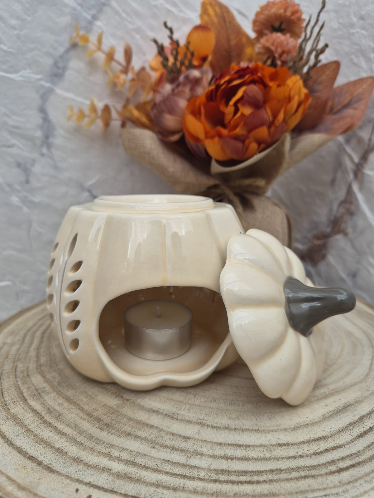 Quemador de cera y aceite Calabaza (Crema)